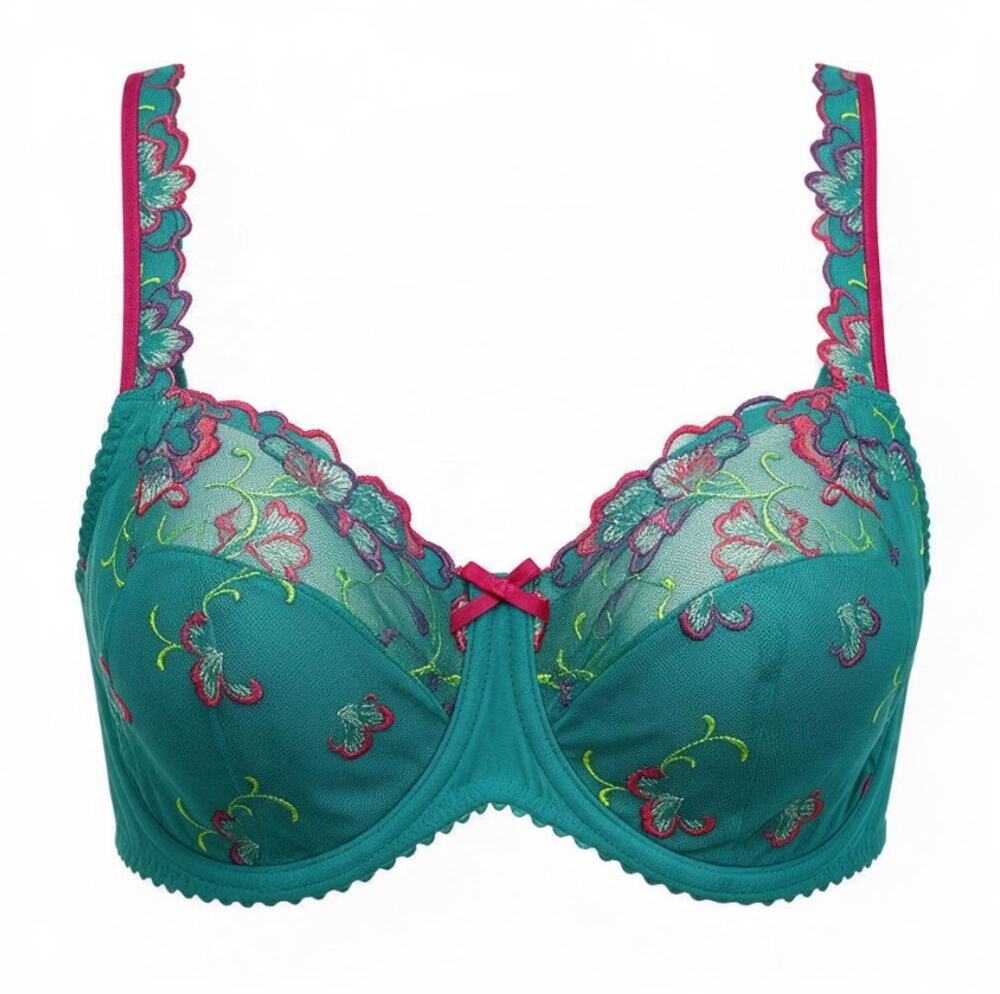 PRIMADONNA Devdaha Half Full Cup Wire Bra Mermaid Turquoise 34DDD UK 34E NWOT